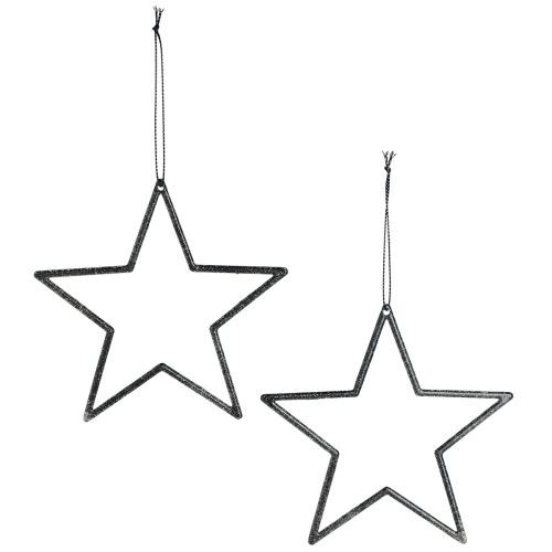 Artikel Decoratieve sterren voor het ophangen van boomdecoratie zwart Ø12cm 12 stuks