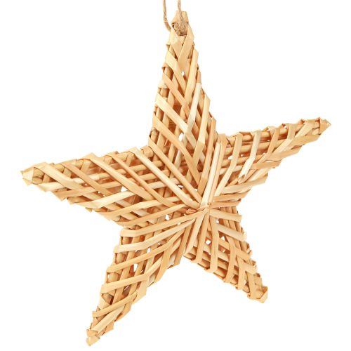 Decoratieve sterren om op te hangen kerstboomversiering rotan 19cm 3 stuks