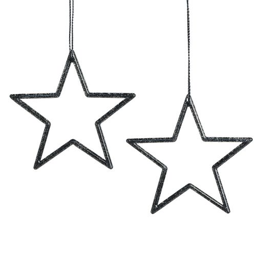 Artikel Decoratieve sterren om zwarte glitter op te hangen Ø7,5cm 40 st