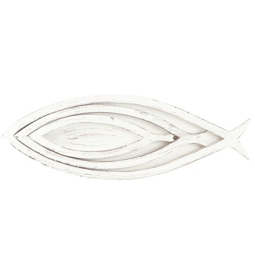 Artikel Decoratief dienblad hout vis wit naturel L30/40/50cm set van 3