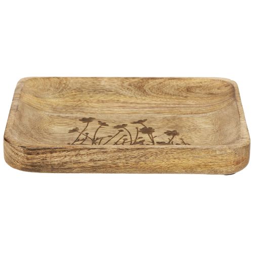 Artikel Decoratief houten dienblad met bloemmotief mangohout 20×15,5cm