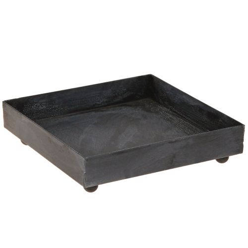 Decoratief dienblad metaal zwart grijs gewassen 15×15cm 2 stuks