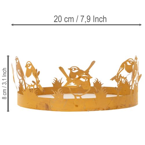 Decoratief dienblad, tafeldecoratie met vogels, lentedecoratie, geroest metaal, Ø20cm H8,5cm | Floristik24.nl