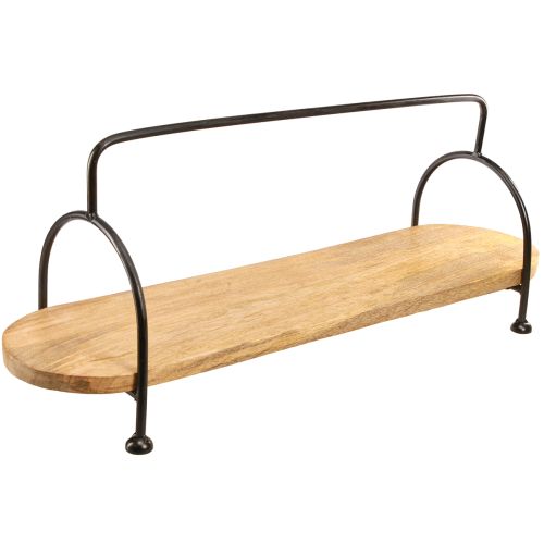 Artikel Decoratief dienblad, langwerpig ovaal houten dienblad met handvat 70cm
