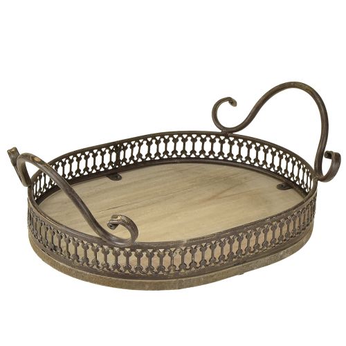 Floristik24 Decoratief dienblad ovaal 23cm x 17,5cm x 7,5cm bruin