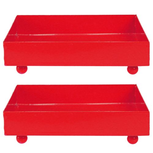 Artikel Decoratieve schaal vierkant rood metalen schaal 15×15cm 2 stuks