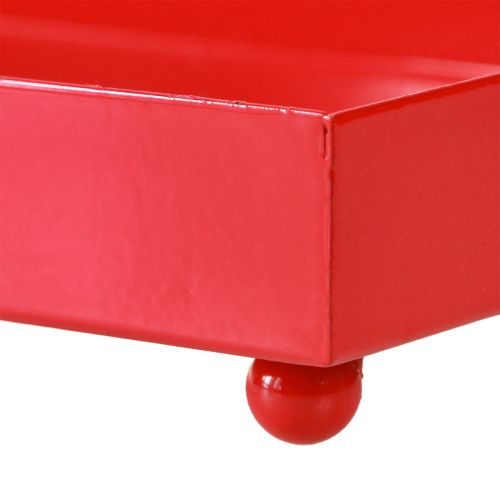 Artikel Decoratief dienblad rechthoekig rood metalen dienblad met pootjes 30×15cm