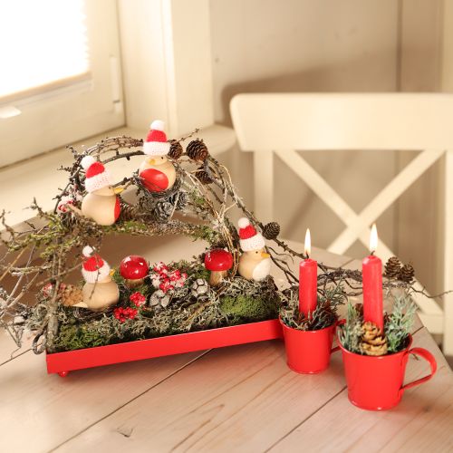 Decoratief dienblad rechthoekig rood metalen dienblad met pootjes 30×15cm
