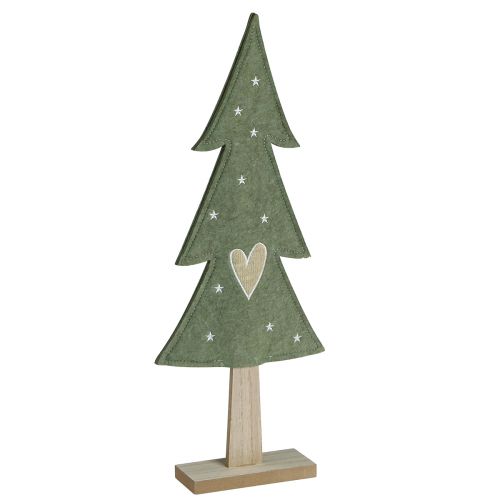 Artikel Decoratieve kerstboom vilt groen met hartjes sterren H52cm 2st