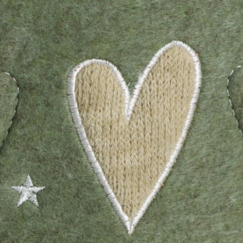 Artikel Decoratieve kerstboom vilt groen met hartjes sterren H52cm 2st