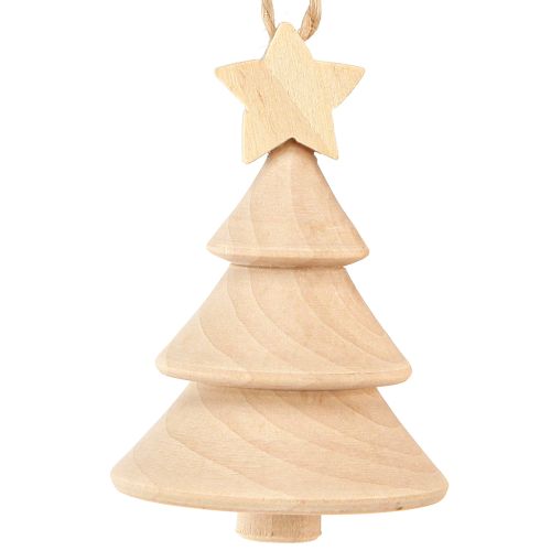 Decoratieve kerstboom houten kerstboomversiering Ø5cm H7.5cm 6 stuks