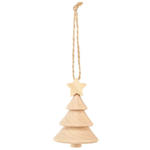 Artikel Decoratieve kerstboom houten kerstboomversiering Ø5cm H7.5cm 6 stuks