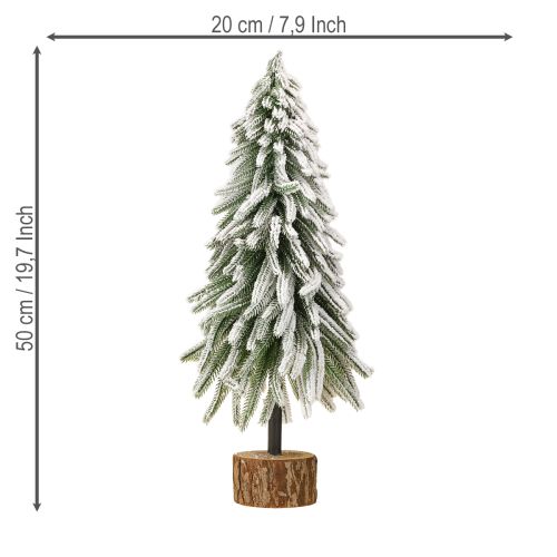 Floristik24 Decoratieve kerstboom met sneeuwvoet en schors Ø20cm H50cm