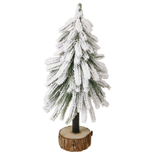 Floristik24 Decoratieve kerstboom bedekt met sneeuw op een houten voet Ø15cm H30cm