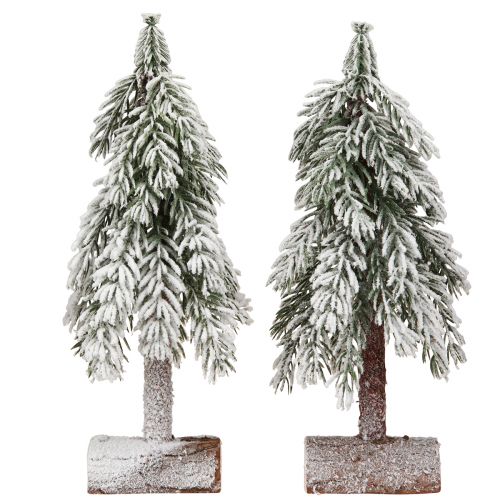Artikel Decoratieve kerstboom met kunstsneeuw op voet 30cm 2st
