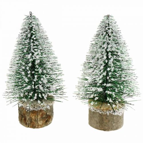 Floristik24 Kerstdecoratie, decoratieve kerstboom, mini groene dennenboom met sneeuw H15cm Ø9,5cm 6 st