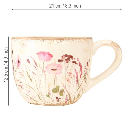 Artikel Decoratieve beker keramiek klaproos craquelé crèmekleurig 15cm×12,5cm