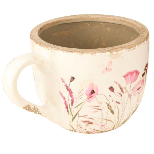 Artikel Decoratieve beker keramiek klaproos craquelé crèmekleurig 15cm×12,5cm