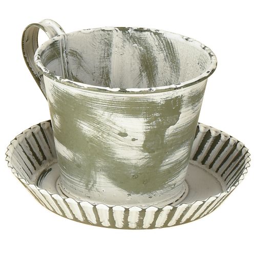 Decoratieve beker metaal wit gewassen antiek Ø9cm H8cm 2 stuks