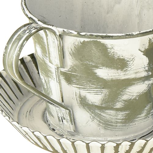 Artikel Decoratieve beker metaal wit gewassen antiek Ø9cm H8cm 2 stuks