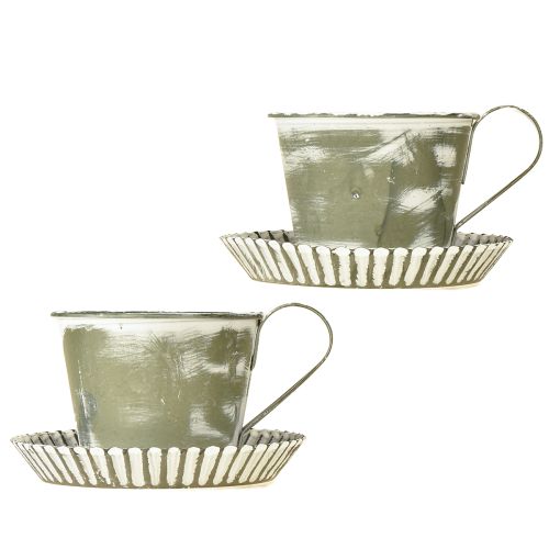 Artikel Decoratieve beker metaal wit gewassen antiek Ø9cm H8cm 2 stuks