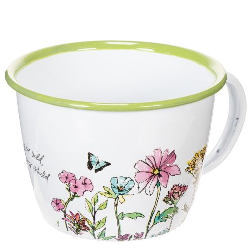 Decoratieve beker, geëmailleerde plantenpot, Ø11cm H8cm kopen | Floristik24.nl