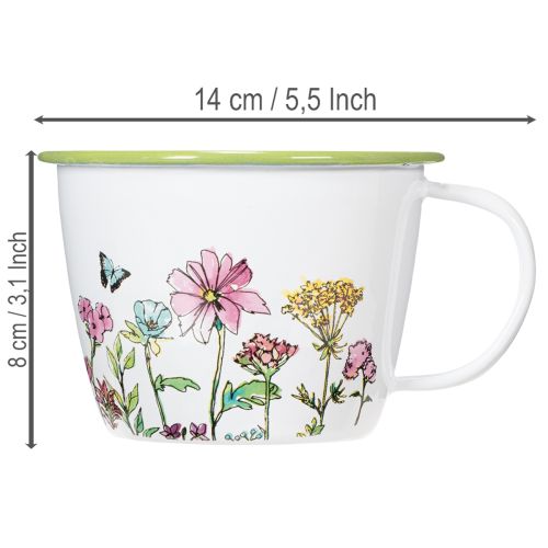 Decoratieve beker, geëmailleerde plantenpot, Ø11cm H8cm | Floristik24.nl