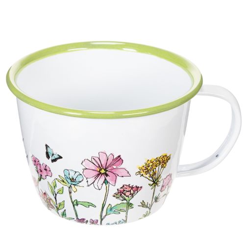Decoratieve beker, geëmailleerde plantenpot, Ø11cm H8cm | Floristik24.nl