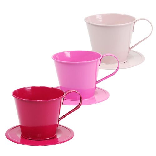 Floristik24 Decoratieve mok met geassorteerde basis roze Ø11.5cm H10cm 8st