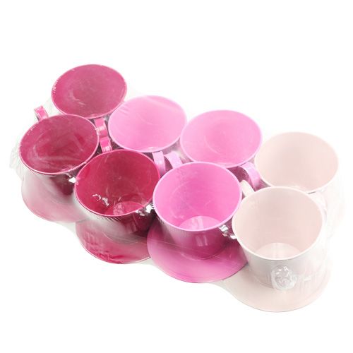 Floristik24 Decoratieve mok met geassorteerde basis roze Ø11.5cm H10cm 8st