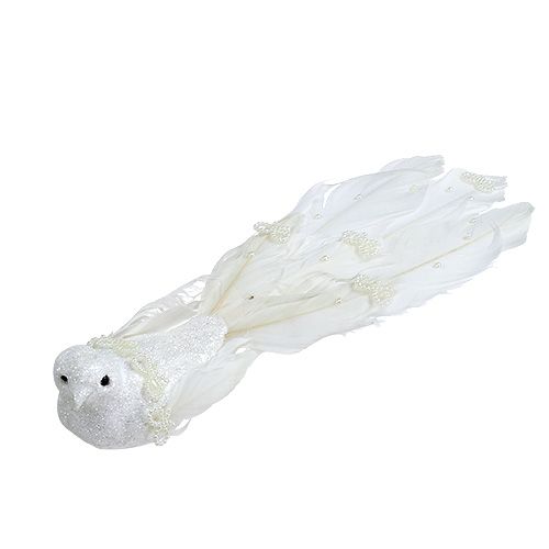 Decoratieve duif wit op de clip 24cm