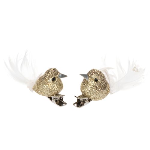 Floristik24 Decoratief paar duiven, decoratieve vogels met clip, goudkleurig, 5 cm, 4 stuks