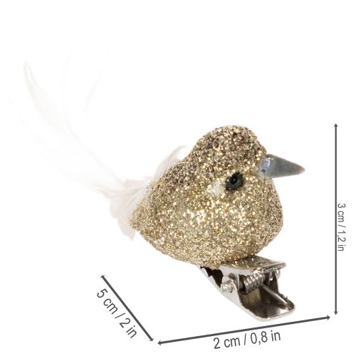 Artikel Decoratief paar duiven, decoratieve vogels met clip, goudkleurig, 5 cm, 4 stuks