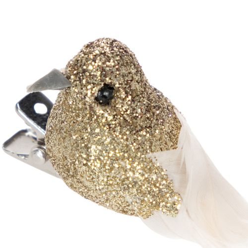 Artikel Decoratief paar duiven, decoratieve vogels met clip, goudkleurig, 5 cm, 4 stuks