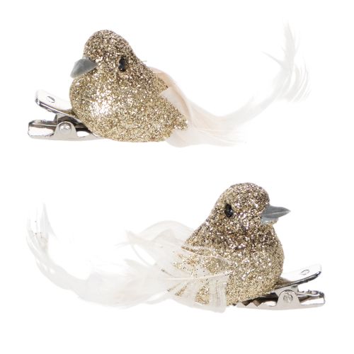 Artikel Decoratief paar duiven, decoratieve vogels met clip, goudkleurig, 5 cm, 4 stuks