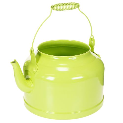 Decoratieve metalen theepot, appelgroen - bloempot - Ø20cm H15cm - veelzijdige tuindecoratie en cadeau-idee kopen | Floristik24.nl