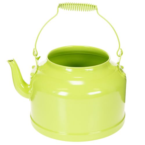 Decoratieve metalen theepot, appelgroen - bloempot - Ø20cm H15cm - veelzijdige tuindecoratie en cadeau-idee | Floristik24.nl