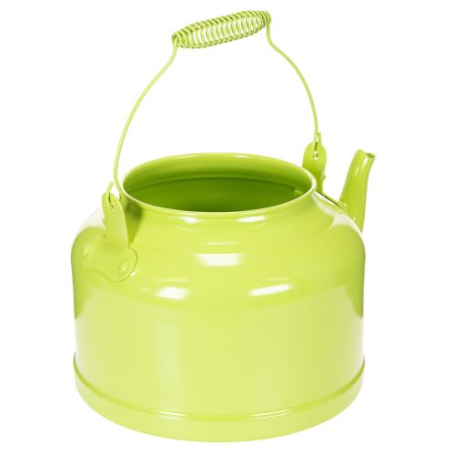 Decoratieve metalen theepot, appelgroen - bloempot - Ø20cm H15cm - veelzijdige tuindecoratie en cadeau-idee | Floristik24.nl