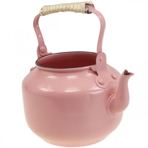 Floristik24 Decoratieve theeketel plantenbak metaal oudroze Ø8,6cm H16cm