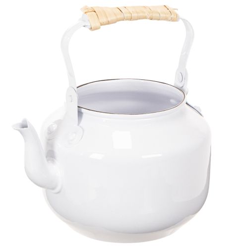 Decoratieve theepot, plantenpot, metaal, wit, shabby chic, Ø8,6 cm, H16 cm, vintage decoratieve bloempot kopen | Floristik24.nl