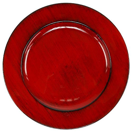 Floristik24 Decoratiebord kunststof Ø28cm rood-zwart