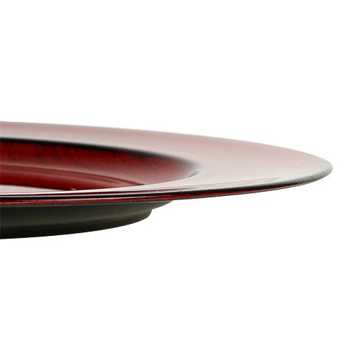 Floristik24 Decoratiebord kunststof Ø28cm rood-zwart