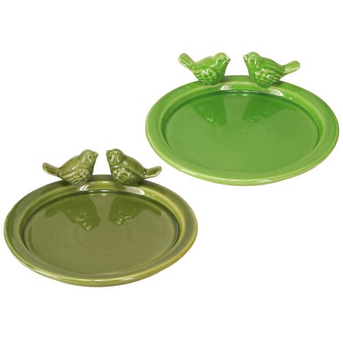 Artikel Decoratief bord vogelbad tafeldecoratie keramiek groen Ø20,5cm 2st