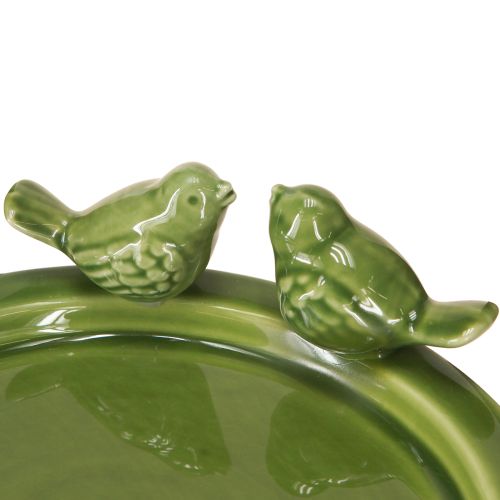 Artikel Decoratief bord vogelbad tafeldecoratie keramiek groen Ø20,5cm 2st