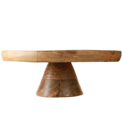 Artikel Decoratief bord met voet mangohout perzikmotief Ø26cm H9,5cm