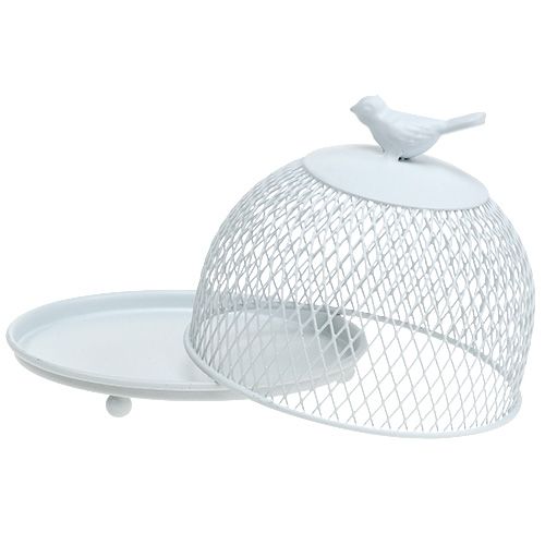 Floristik24 Decoratief bord met kap wit Ø14cm