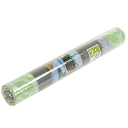 Floristik24 Decoratief tafellint met bloemen lichtgroen 30cm x 300cm