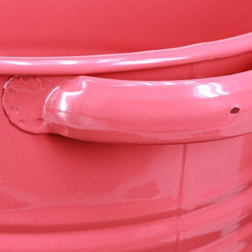 Artikel Sierpot roze metalen bloempot handvatten 31x26x 21,5cm