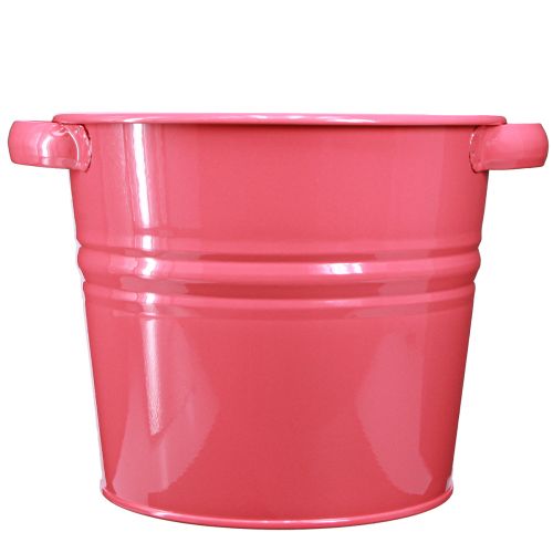 Artikel Sierpot roze metalen bloempot handvatten 31x26x 21,5cm