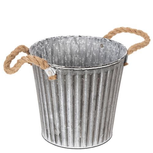 Decoratieve plantenpot, metalen pot met handvatten, metalen decoratie in shabby chic stijl Ø21,5 cm | Floristik24.nl